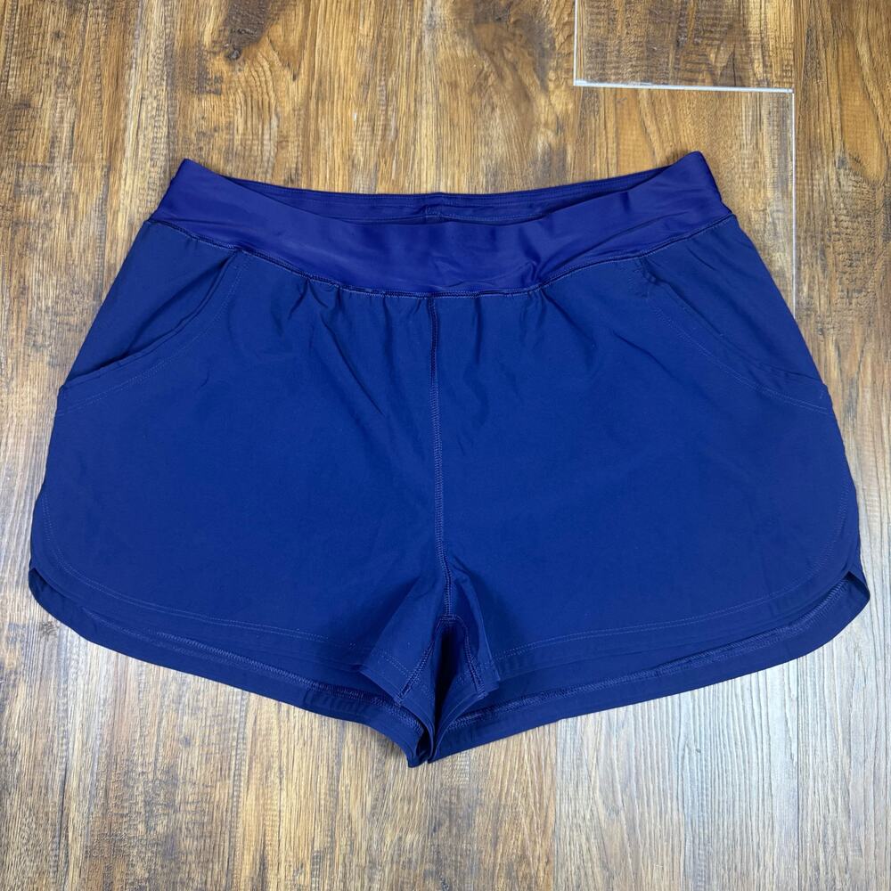 Lands' End blue swim active shorts with hygiene liner athleisure 18W